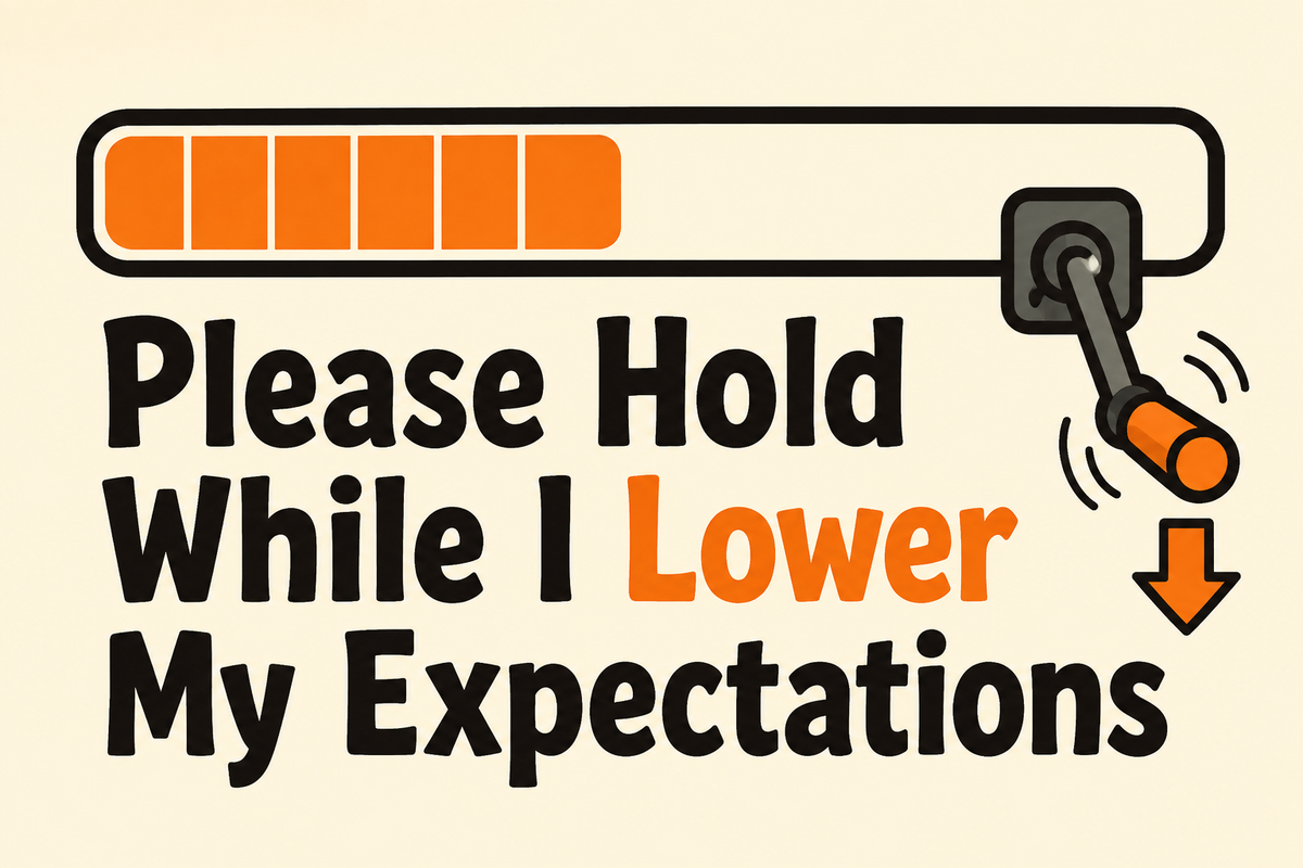 Please Hold While I Lower My Expectations rectangular sticker with loading bar