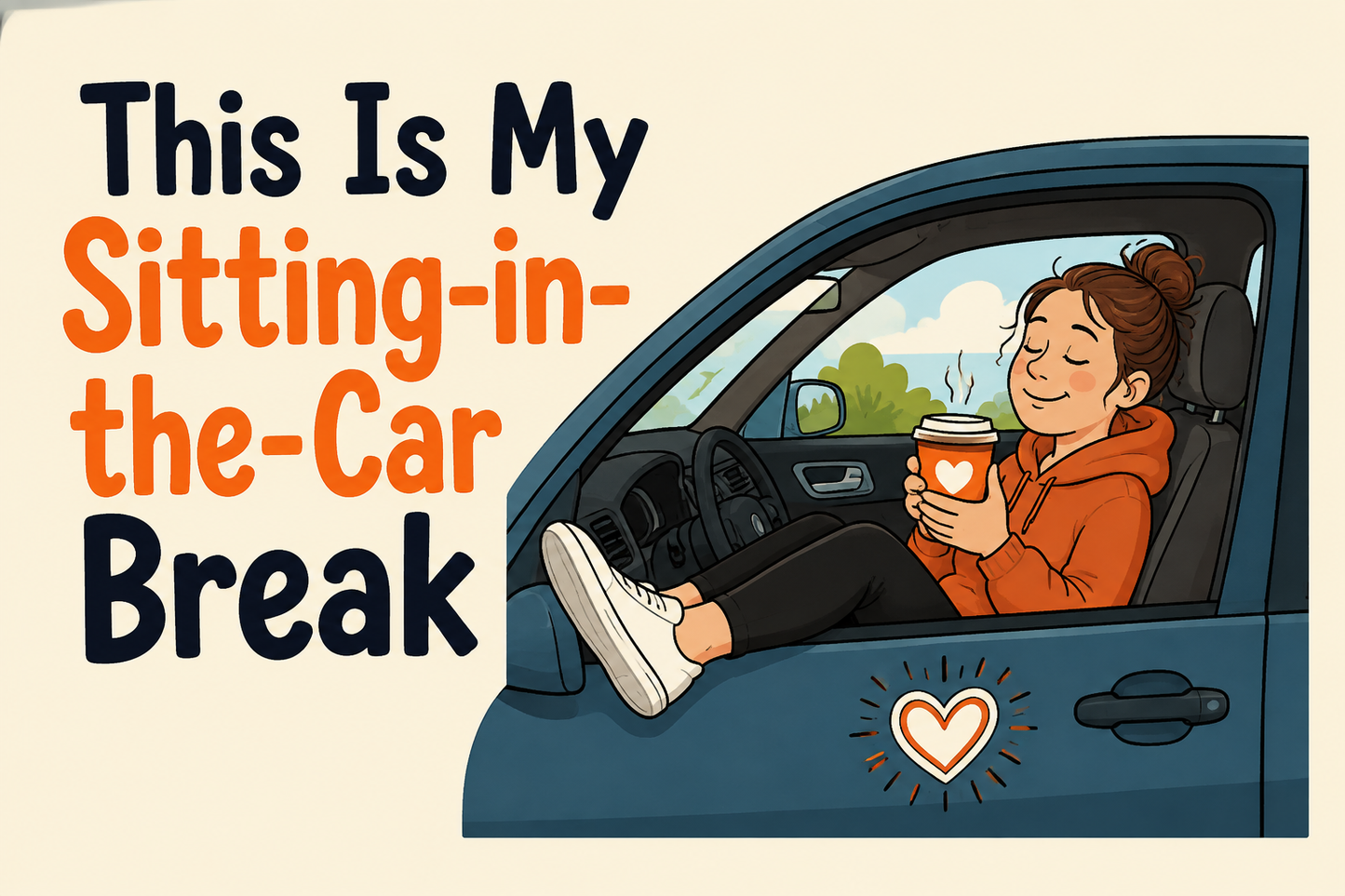 This Is My Sitting-in-the-Car Break rectangular sticker with peaceful parent in parked car