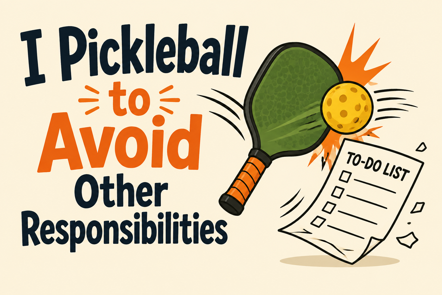 I Pickleball to Avoid Other Responsibilities rectangular sticker with paddle knocking away to-do list
