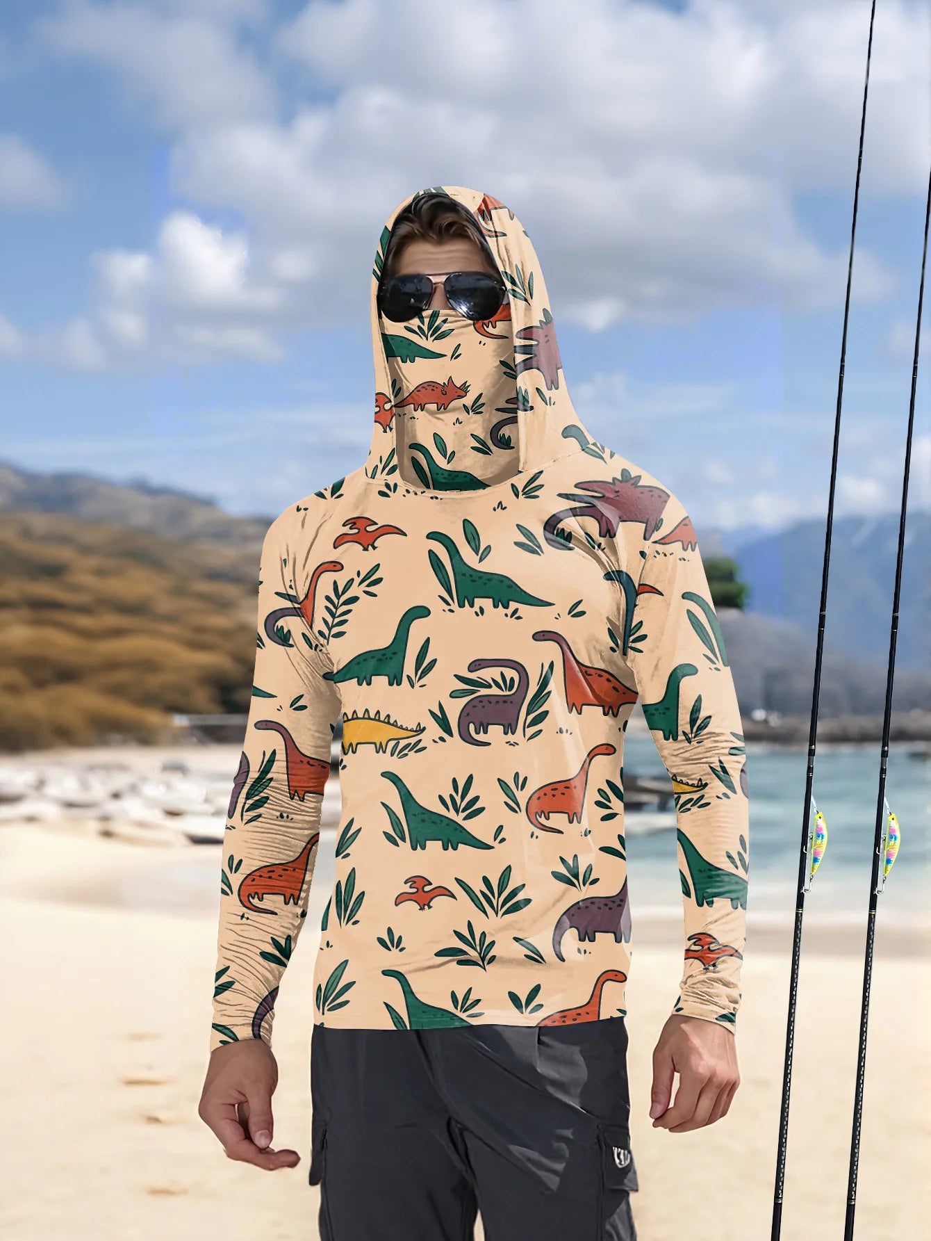 Fishing hooded sweatshirt for men long-sleeved sun protection shirt hunting sport shirt sun protection fishing beach top