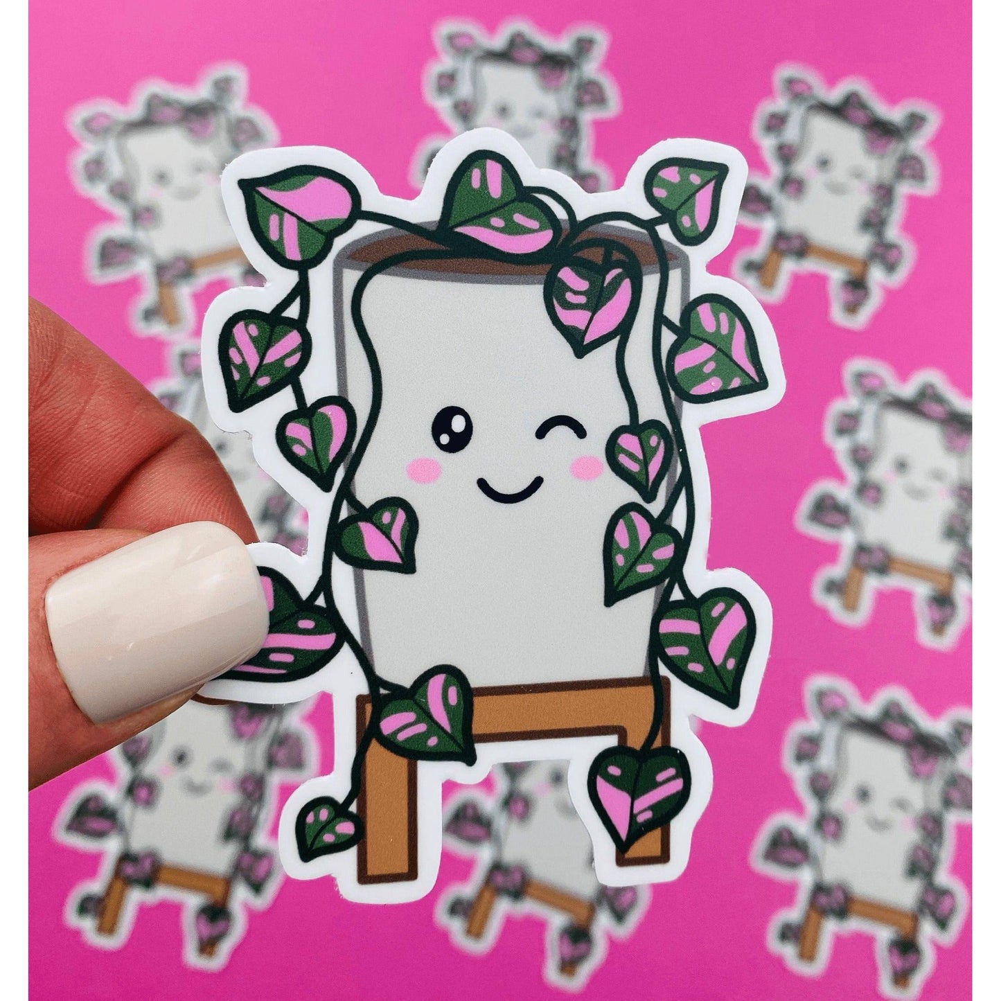 Pink Princess Philodendron Sticker,  Sweetheart Plant Sticker, Heart Leaf Philodendron Sticker Kawaii Rare Variegated Sweetheart Plant Decal
