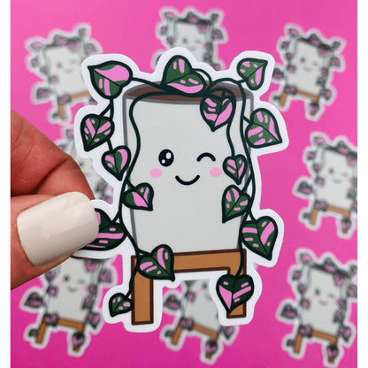 Pink Princess Philodendron Sticker,  Sweetheart Plant Sticker, Heart Leaf Philodendron Sticker Kawaii Rare Variegated Sweetheart Plant Decal