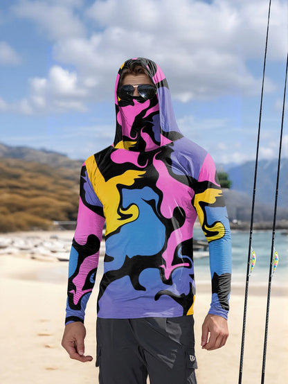 Fishing hooded sweatshirt men's long-sleeved sun protection shirt hunting sport shirt sun protection shirt fishing beach top