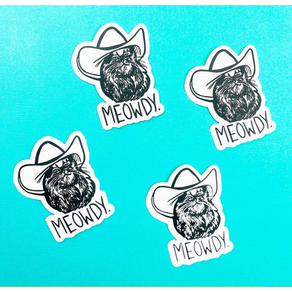 Meowdy Cat Sticker for Country Living Cat Cowboy Hat Sticker Country Kitty Decal Funny Country Sticker