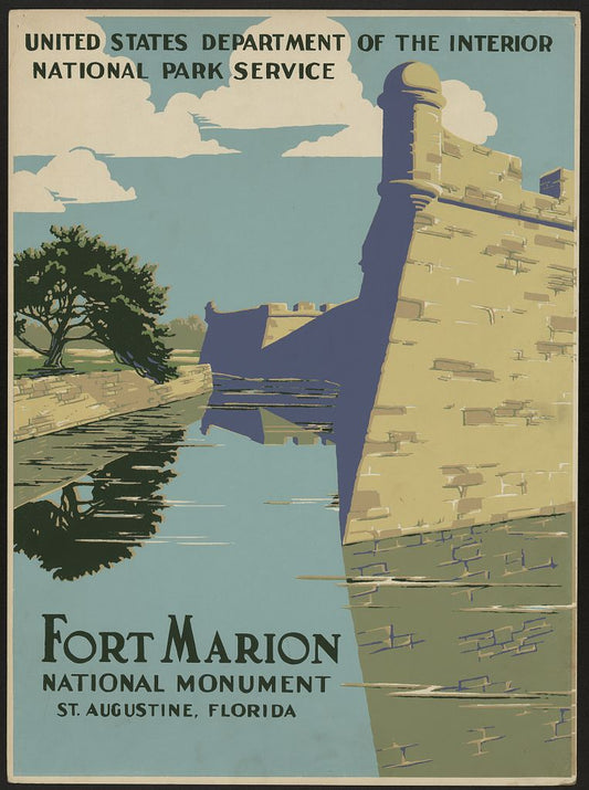 Fort Marion National Monument — 1930s WPA poster, public domain from Library of Congress