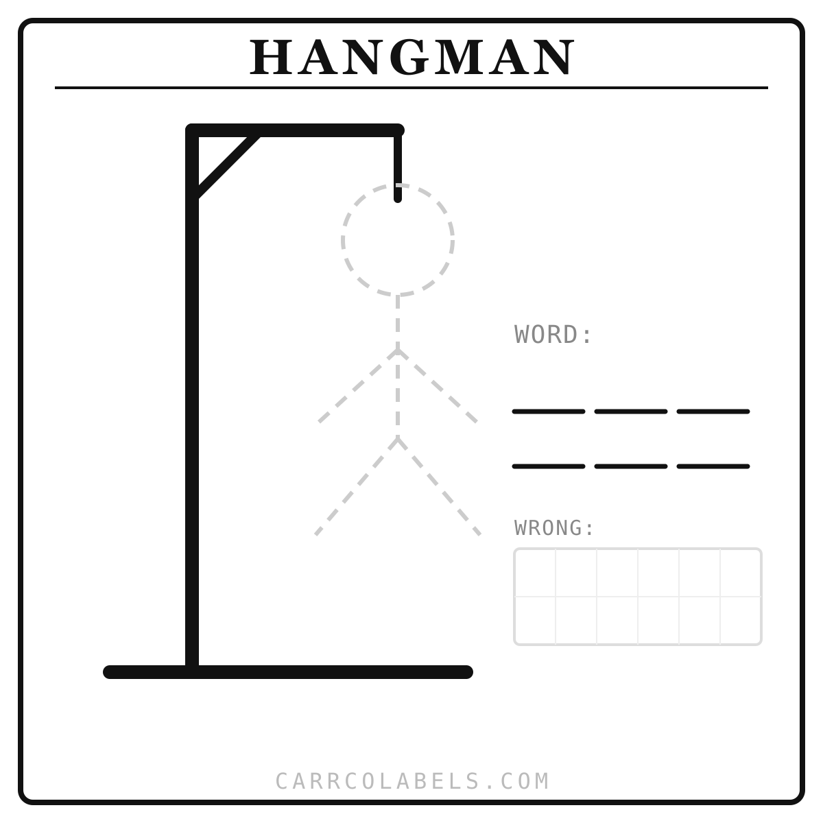 Hangman Dry Erase Sticker | Reusable Game Sticker