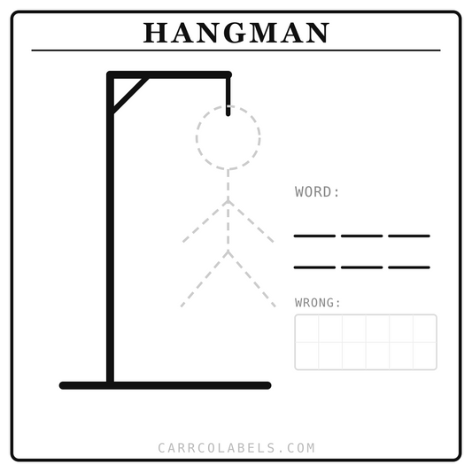 Hangman Dry Erase Sticker | Reusable Game Sticker
