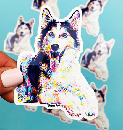 Husky Sticker Colorful Abstract Cute Husky Dog Decal for Car, Hydroflask, Husky Gift, Husky Baby, Husky Puppy, Husky Mom Gift