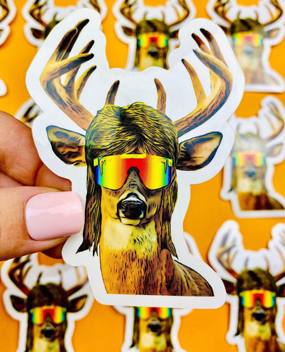 Funny Deer With a Mullet Sticker