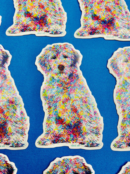 Golden Doodle Sticker Colorful Abstract Cute Doodle Dog Decal for Car, Hydroflask, Gifts Under 5 for Goldendoodle Owner Mom  Doodle Gift