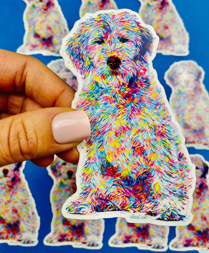 Golden Doodle Sticker Colorful Abstract Cute Doodle Dog Decal for Car, Hydroflask, Gifts Under 5 for Goldendoodle Owner Mom  Doodle Gift