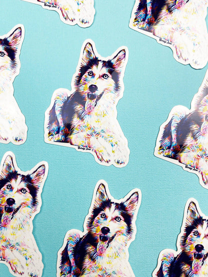 Husky Sticker Colorful Abstract Cute Husky Dog Decal for Car, Hydroflask, Husky Gift, Husky Baby, Husky Puppy, Husky Mom Gift