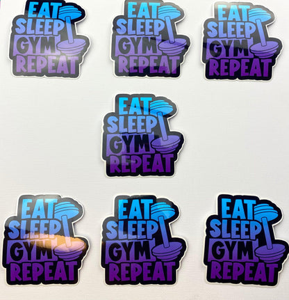 Gym Sticker Funny Workout Sticker for Water Bottle, Gym Motivation Sticker, Weightlifting Sticker, Eat Sleep Gym Repeat