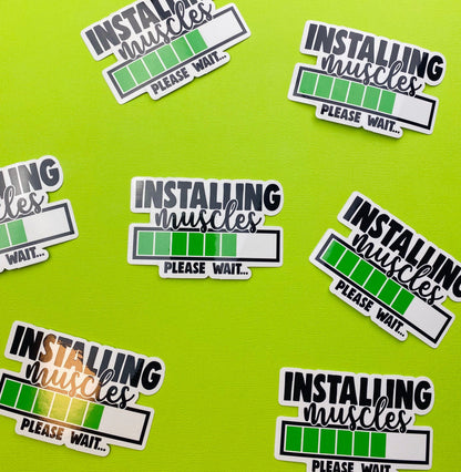 Installing Muscles Funny Gym Sticker