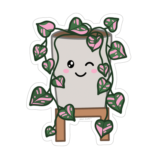 Pink Princess Philodendron Sticker,  Sweetheart Plant Sticker, Heart Leaf Philodendron Sticker Kawaii Rare Variegated Sweetheart Plant Decal