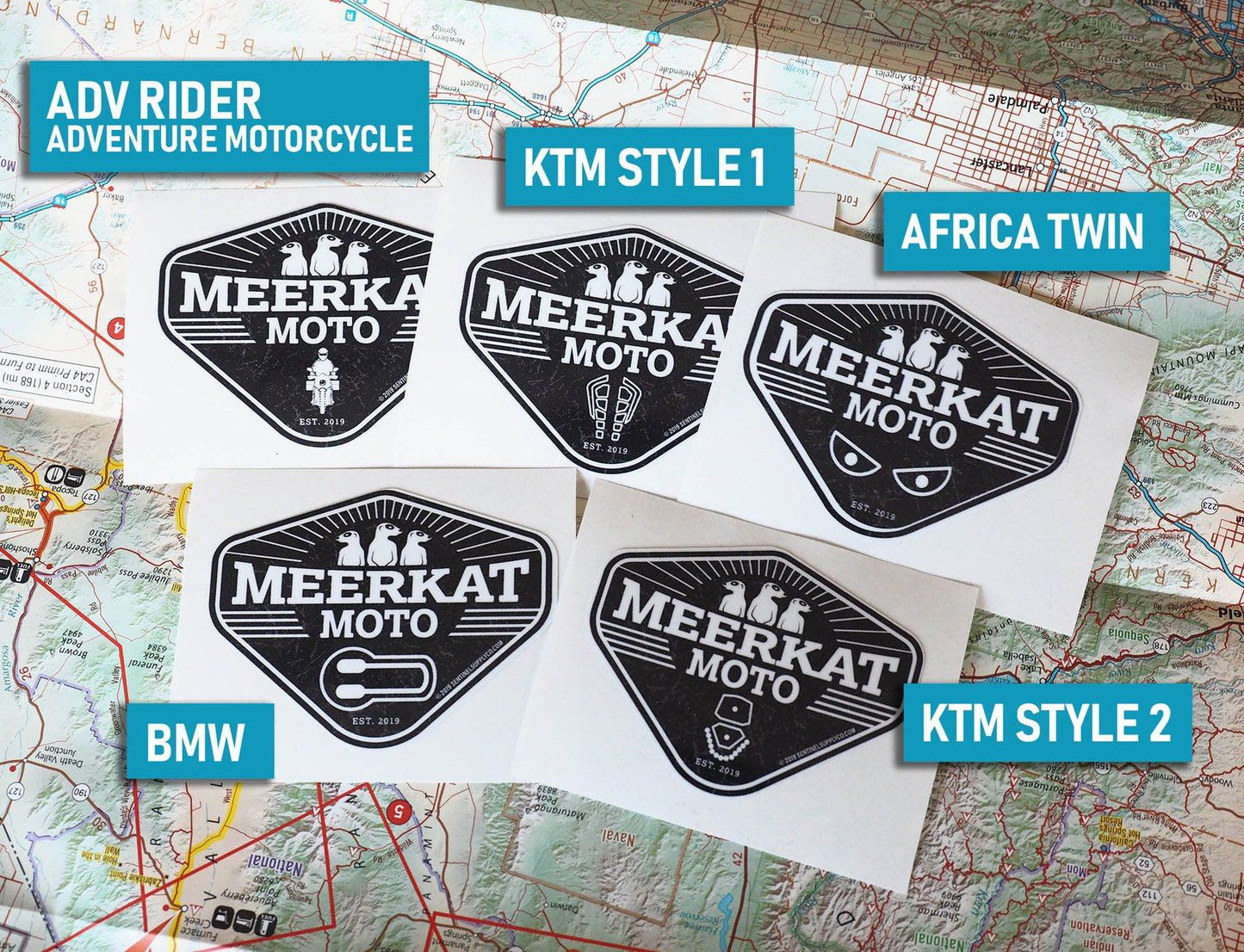 Meerkat Moto Rectangle Sticker - ADV Rider
