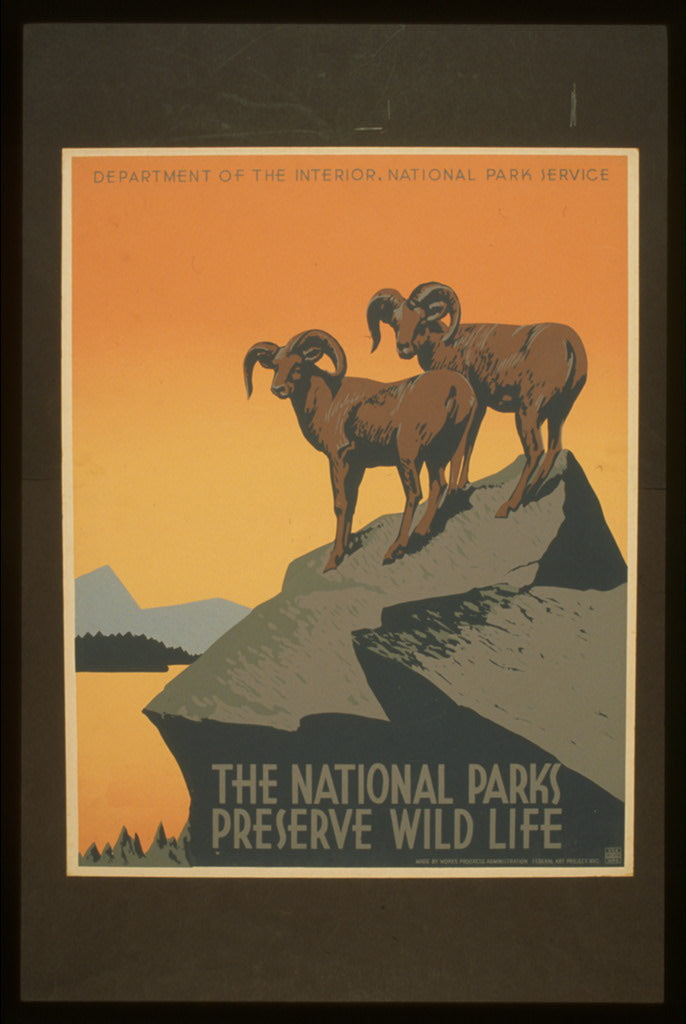 See America — Visit the National Parks — 1930s WPA poster, public domain from Library of Congress