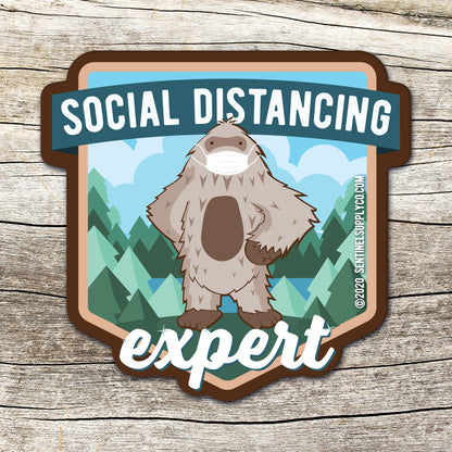 Social Distancing Expert Bigfoot Sticker