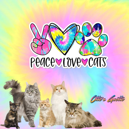 Peace Love Cats Sticker for Cat Lovers Cat Lover Gift for Kitty Owner, Kitty Sticker, Kitty Decals