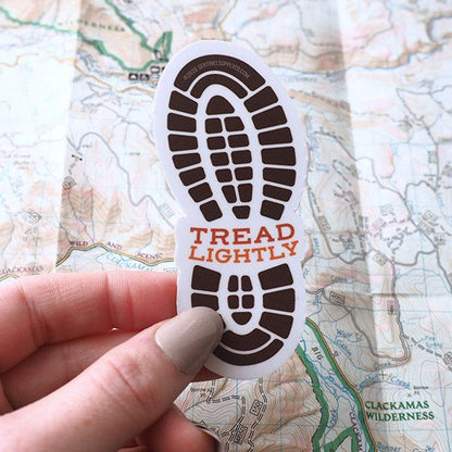 Tread Lightly Hiking Boot Print Sticker