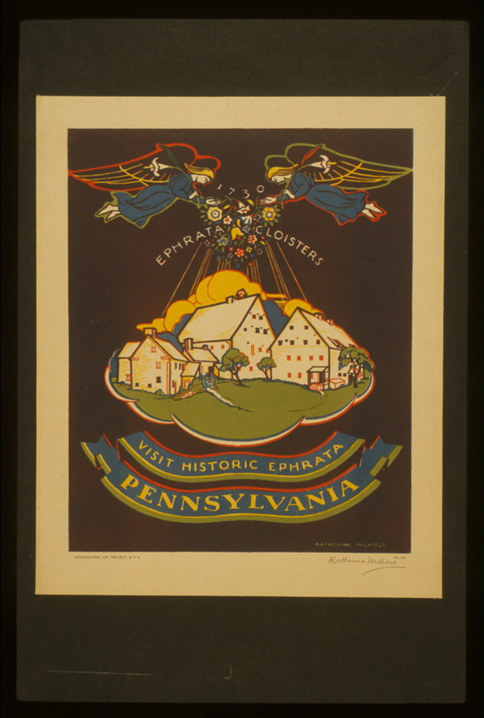 Visit historic Ephrata, Pennsylvania — WPA Poster Sticker